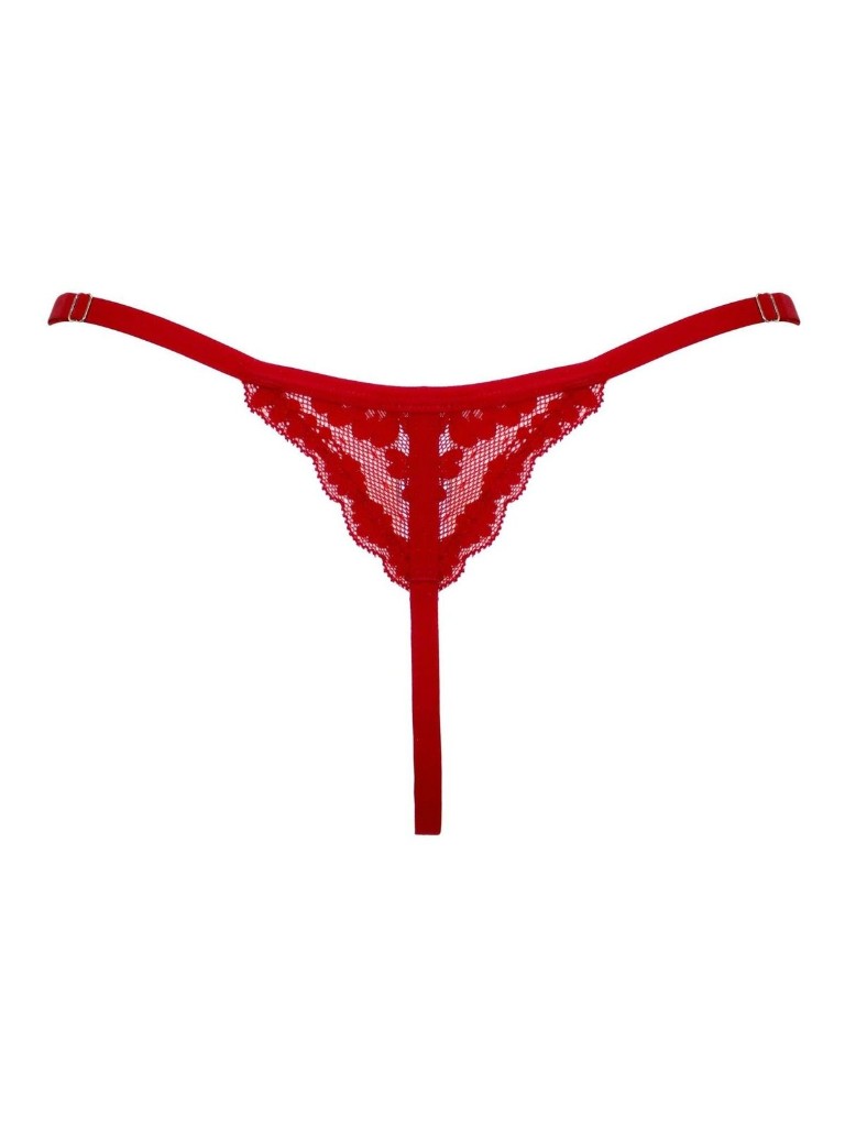 Red lace thong — worn